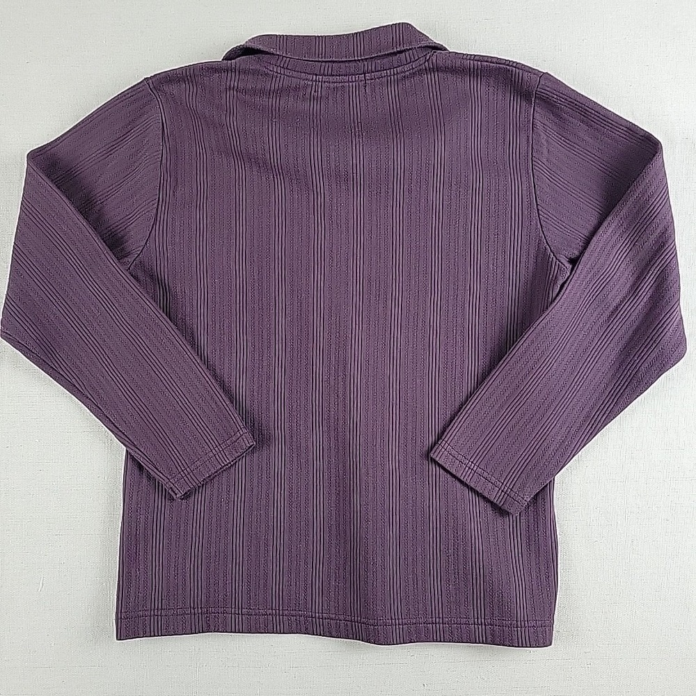 Humoresque Ribbed Knit Collared Top Women's L Plum Purple Long Sleeve Y2K Era - Picture 9 of 10